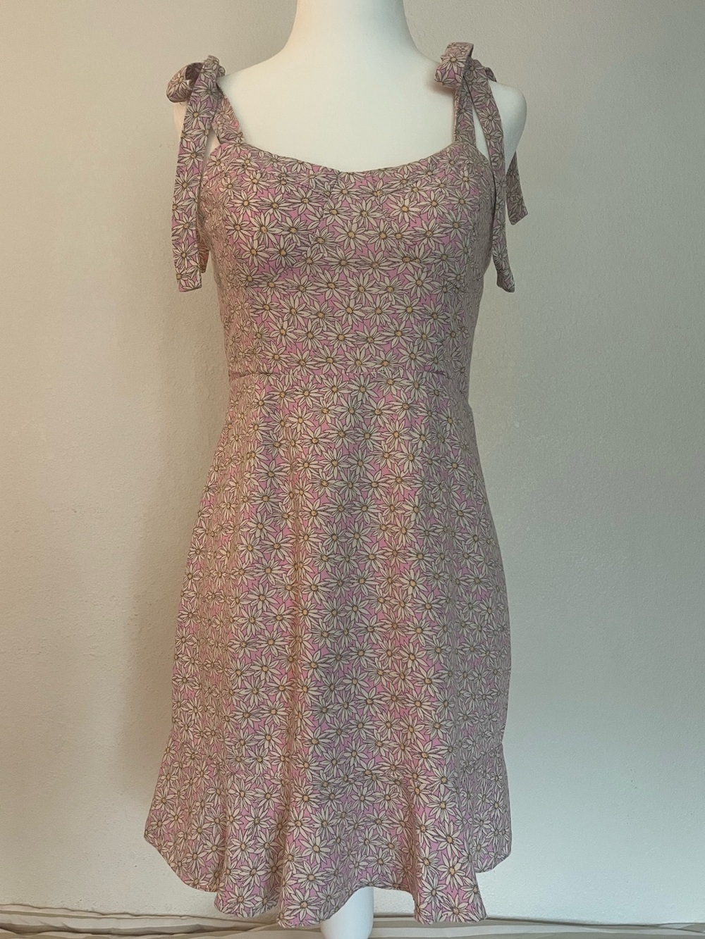 audrey Mauve Pink Floral Tie-Shoulder Mini Sundress